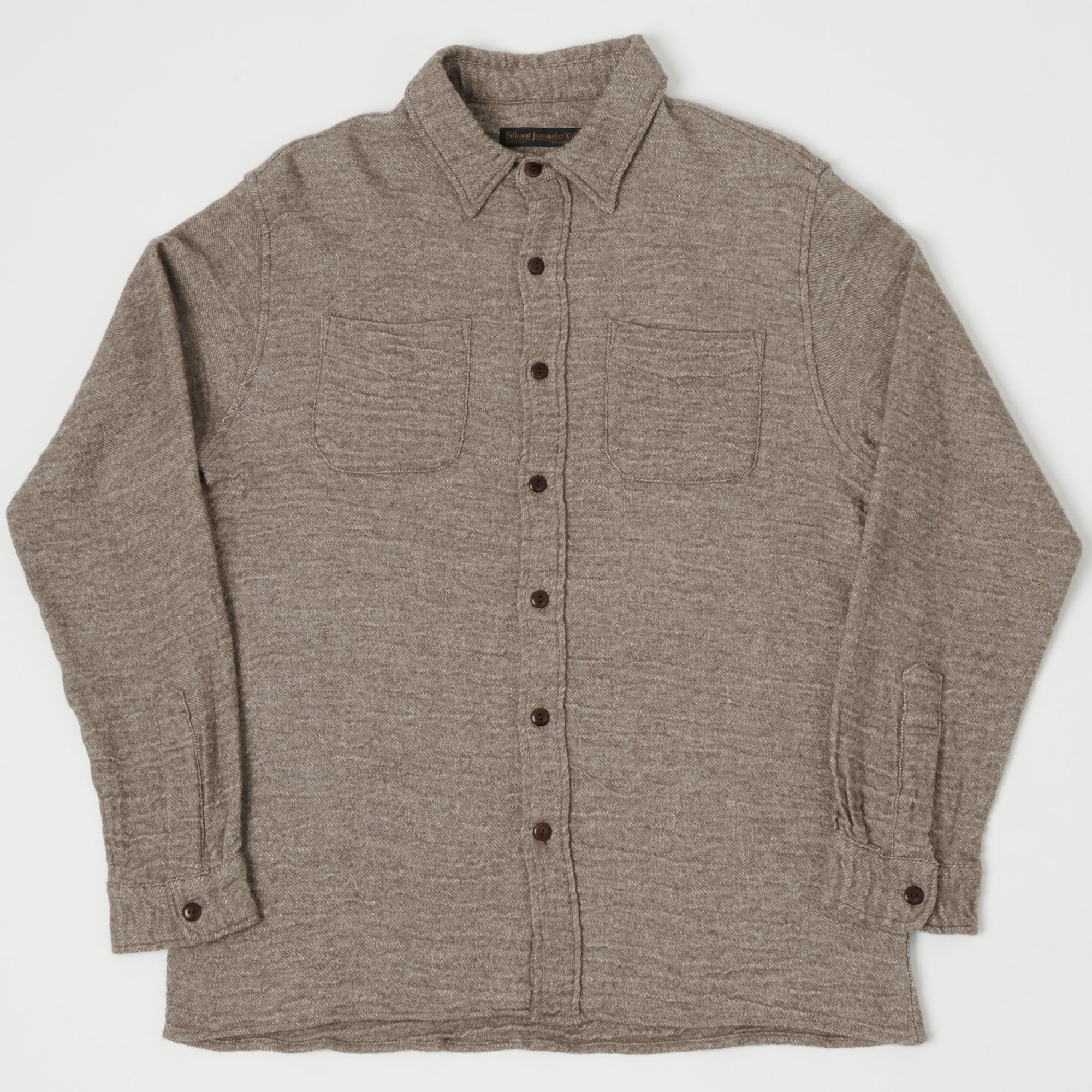 FULLCOUNT 4057 Wool Linen Shirt - Brown