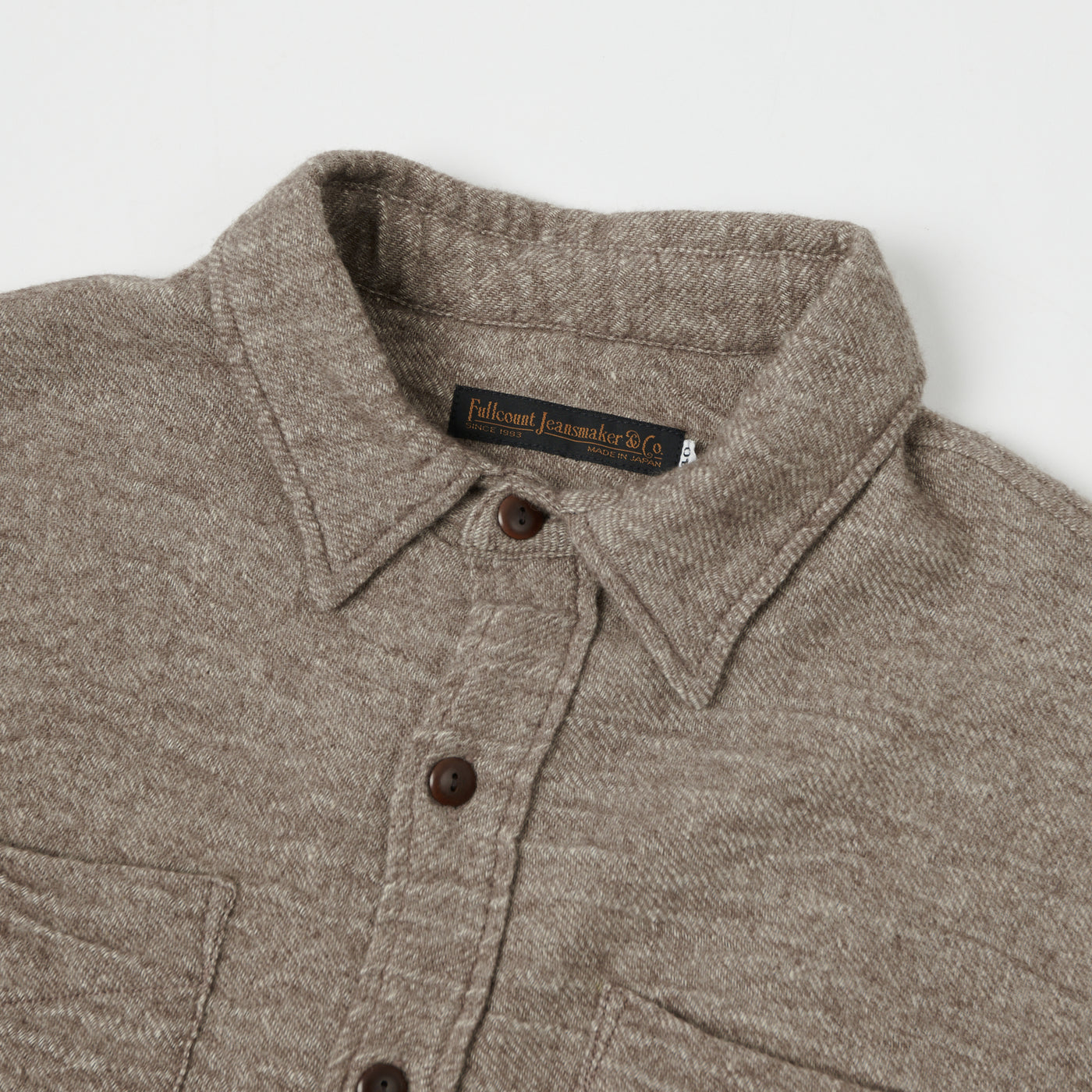 FULLCOUNT 4057 Wool Linen Shirt - Brown