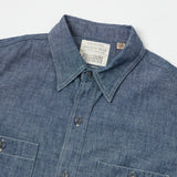 Full Count 4821 5oz Original Selvedge S/S Chambray Shirt - Indigo Blue