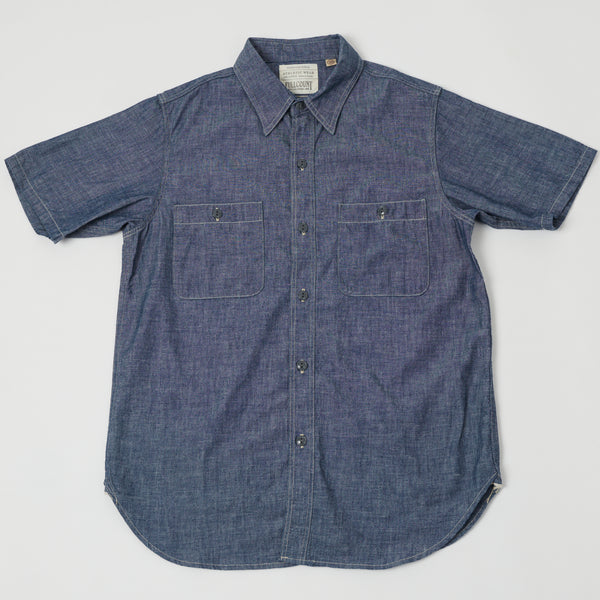 Full Count 4821 5oz Original Selvedge S/S Chambray Shirt - Indigo Blue