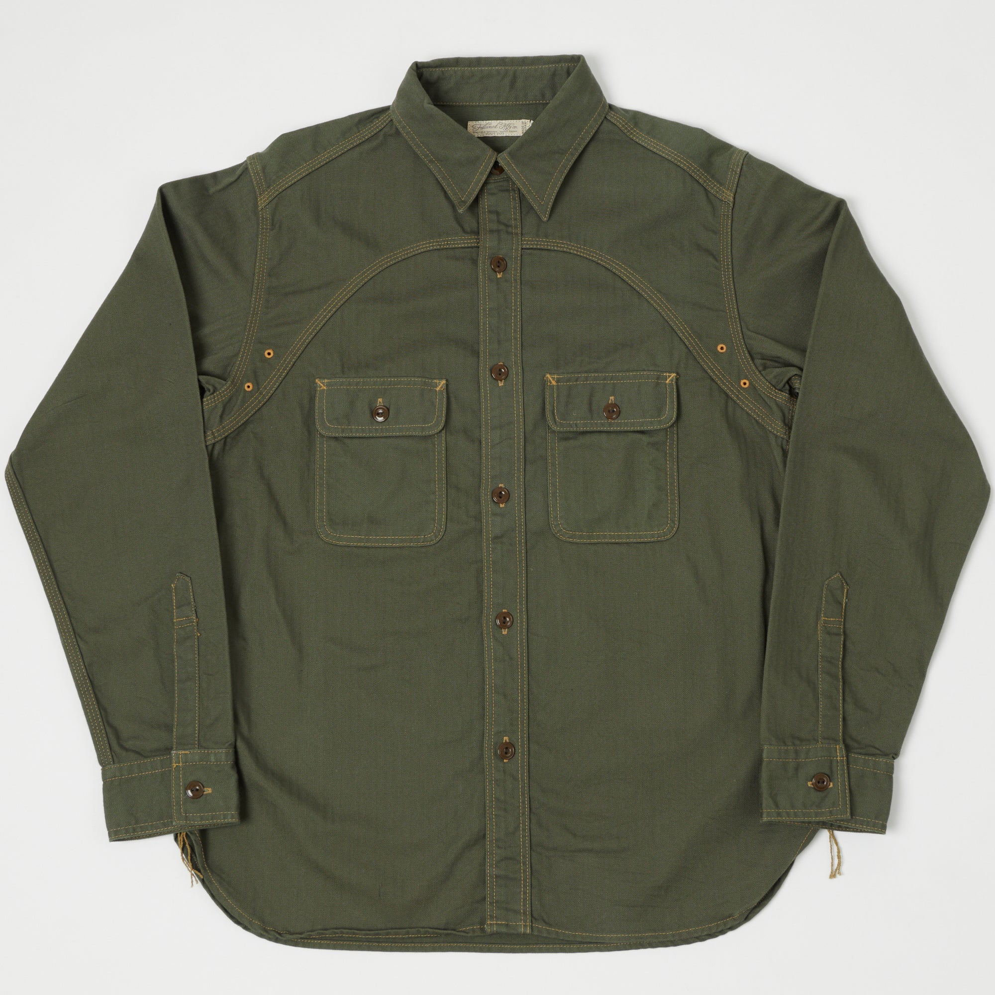 Full Count Herringbone Twill Shirt - Olive | SON OF A STAG