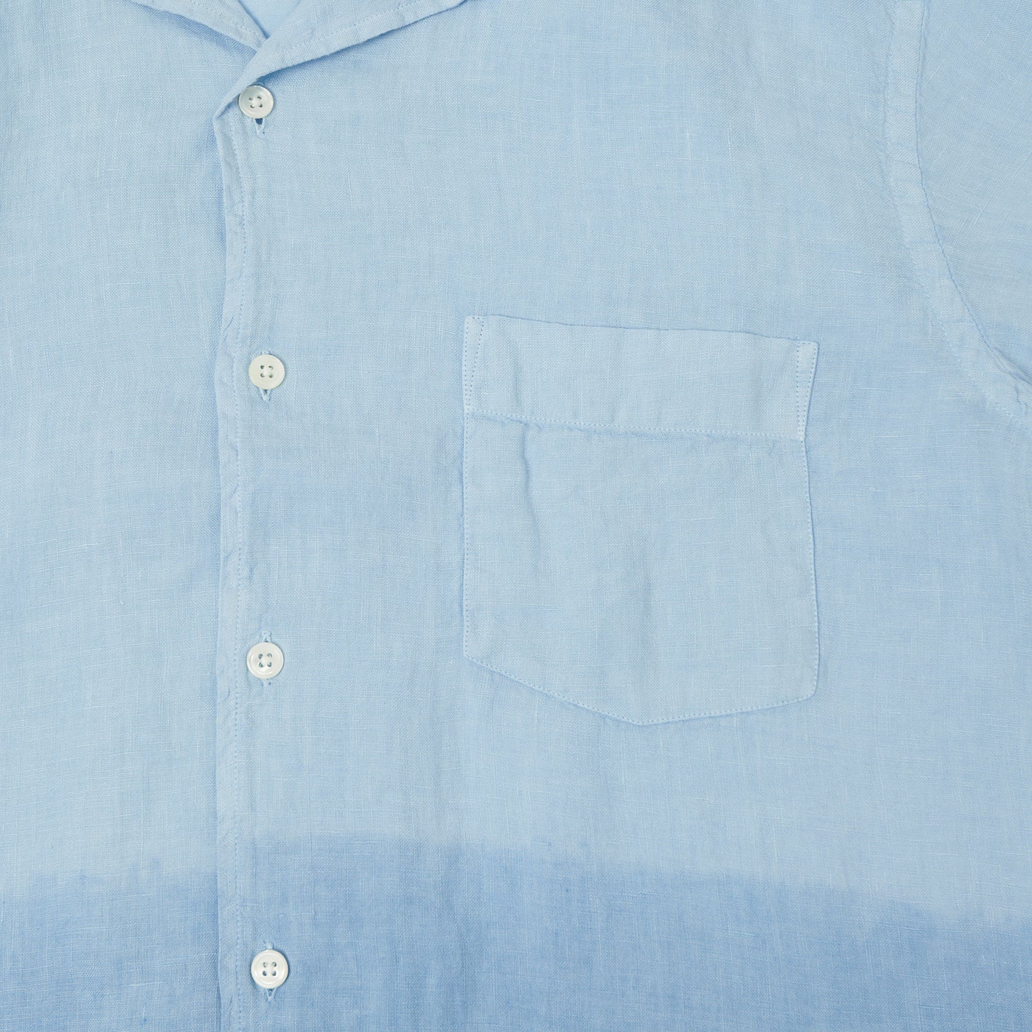 Hartford 'Palm' Camp Collar Linen Shirt - Tie Dye Azur/Nautic Blue