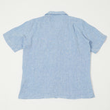 Hartford 'Palm' Camp Collar Linen Shirt - Sky