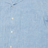 Hartford 'Palm' Camp Collar Linen Shirt - Sky