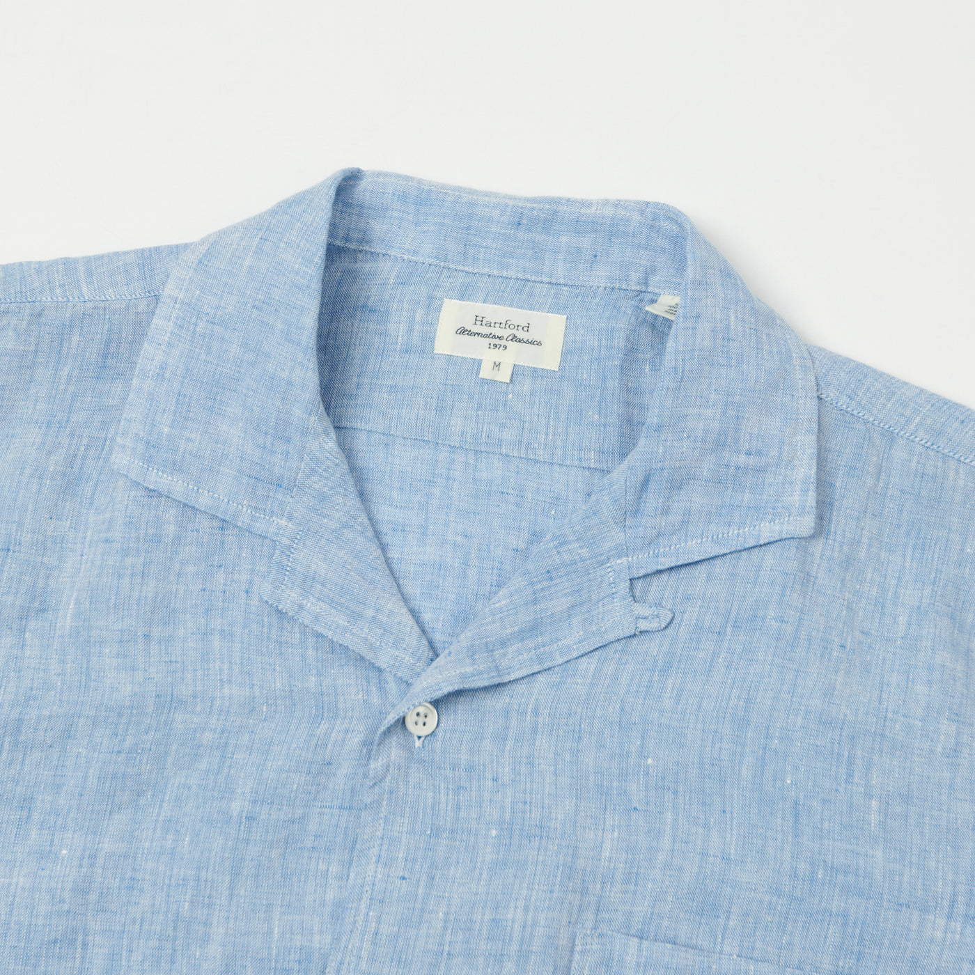 Hartford 'Palm' Camp Collar Linen Shirt - Sky