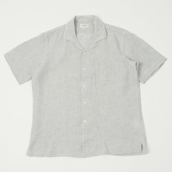 Hartford 'Palm' Camp Collar Linen Shirt - Smoke