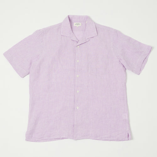 Hartford 'Palm' Camp Collar Linen Shirt - Violet