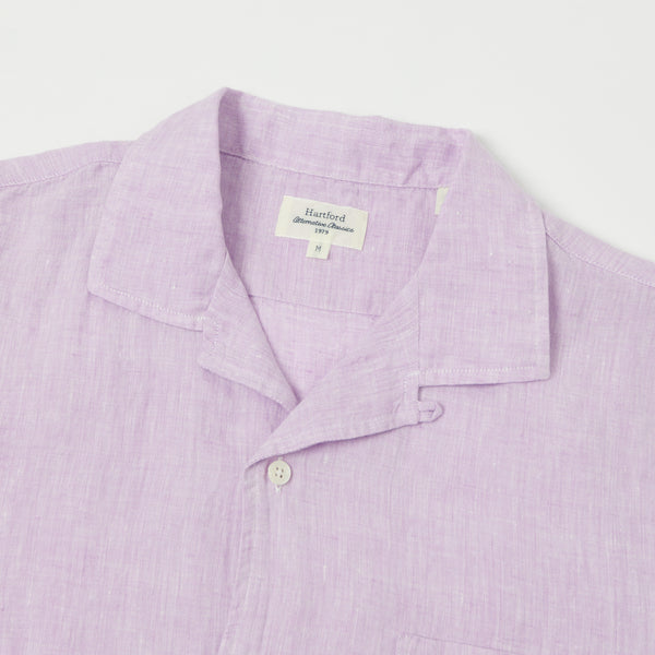 Hartford 'Palm' Camp Collar Linen Shirt - Violet