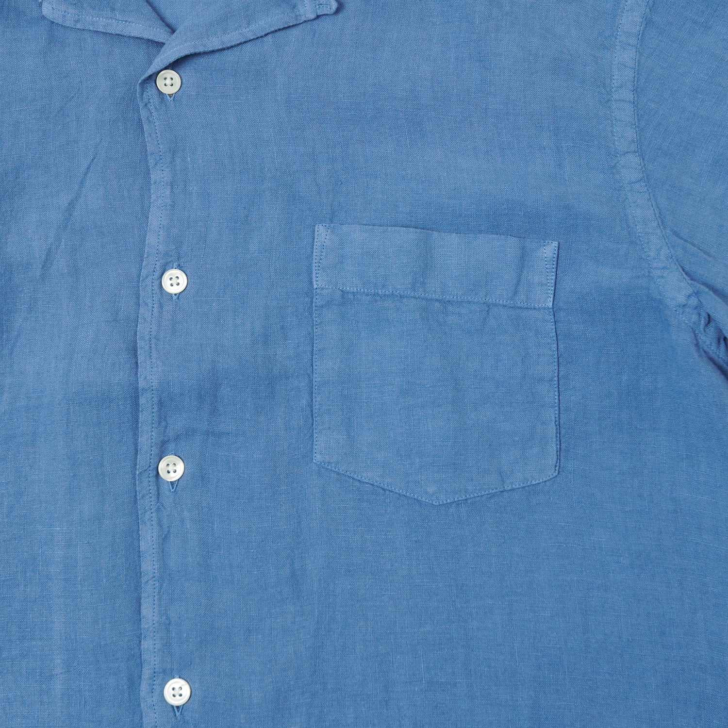 Hartford 'Palm' Camp Collar Linen Shirt - Nautic Blue