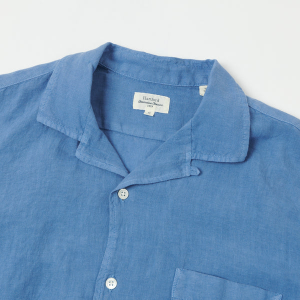 Hartford AZ04001 Linen Short Sleeve Shirt - Nautic Blue