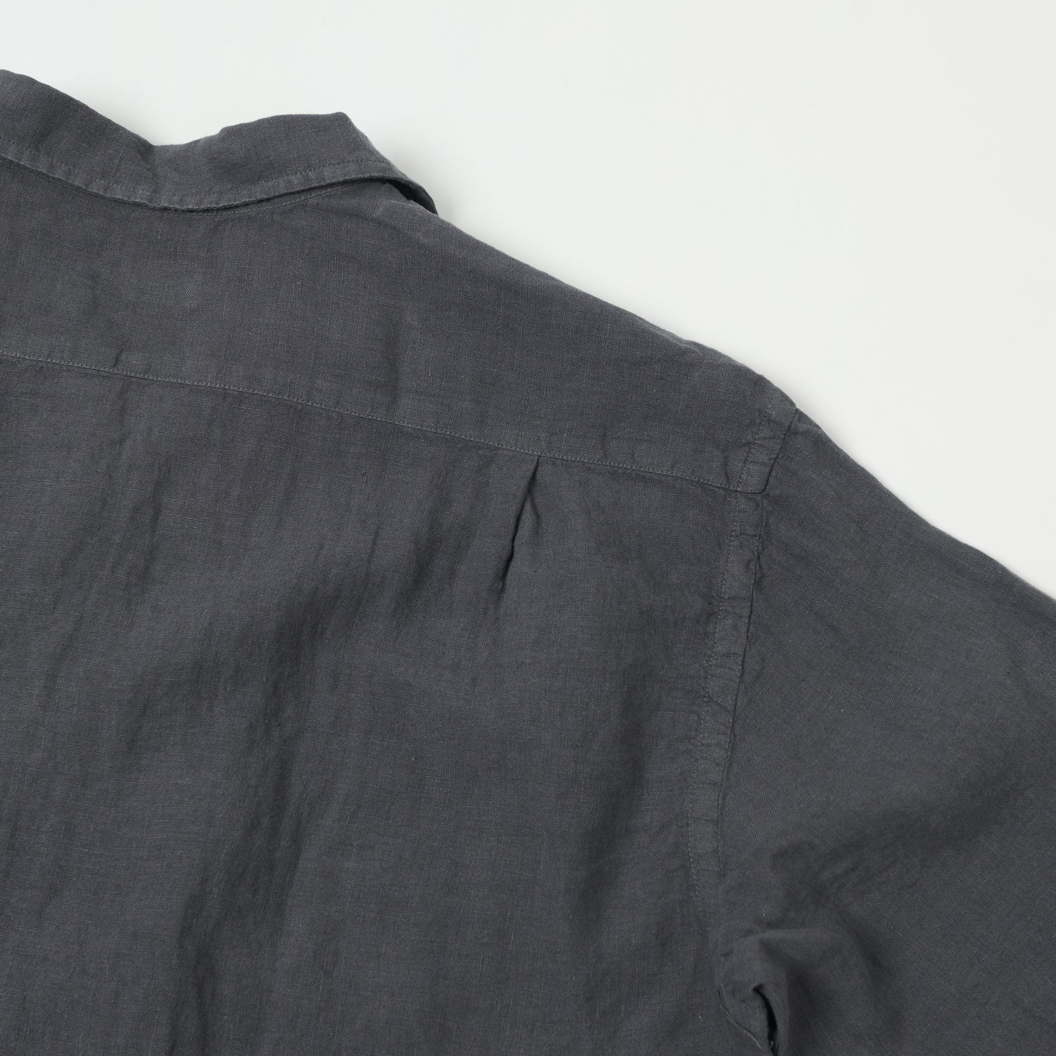 Hartford 'Palm' Camp Collar Linen Shirt - Charcoal