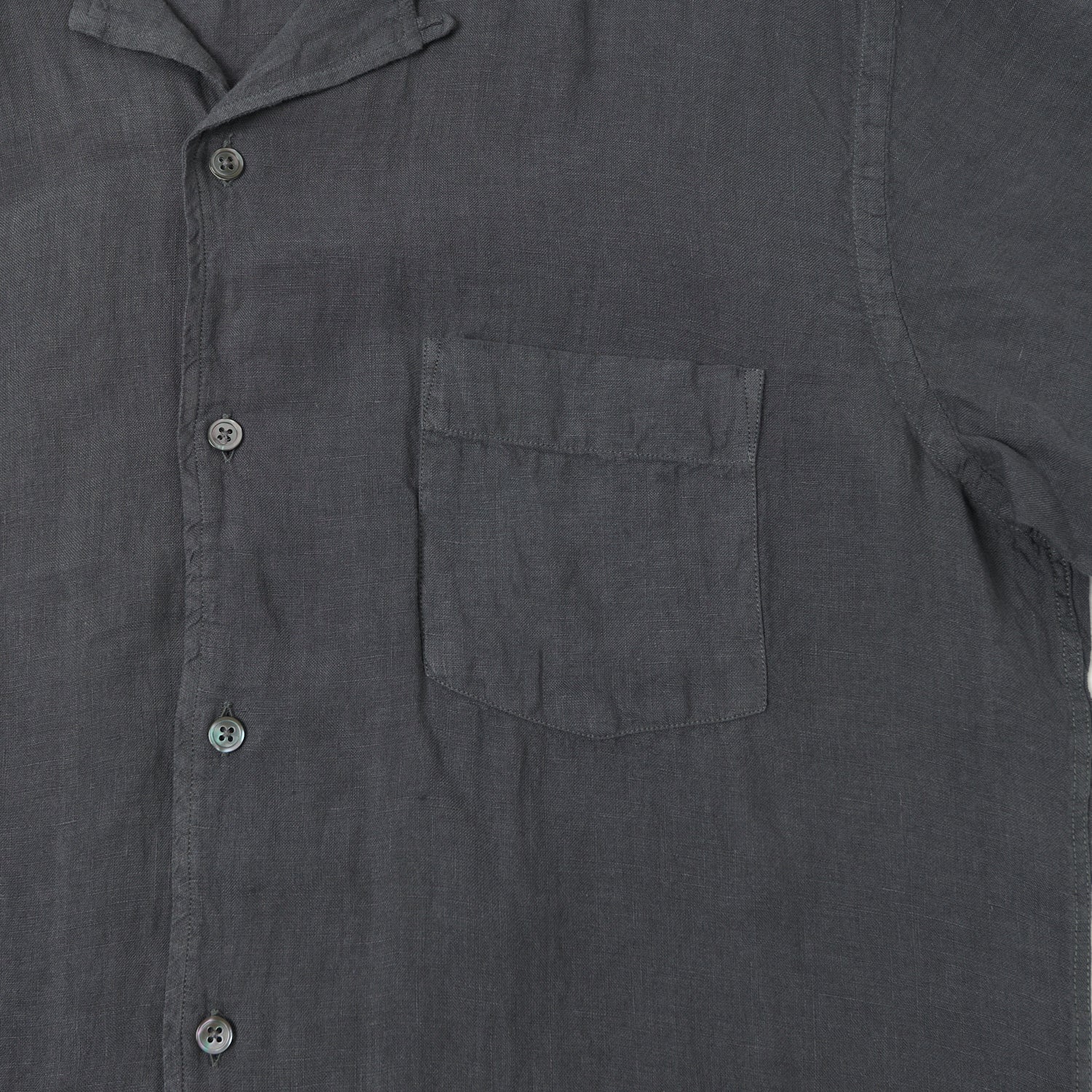 Hartford 'Palm' Camp Collar Linen Shirt - Charcoal