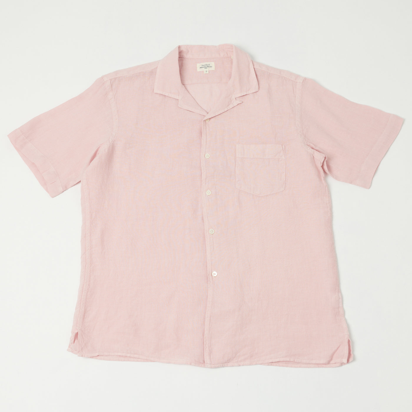Hartford 'Palm' Camp Collar Linen Shirt - Faded Pink