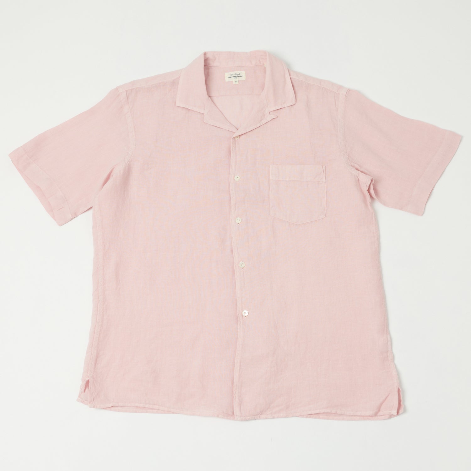 Hartford 'Palm' Camp Collar Linen Shirt - Faded Pink