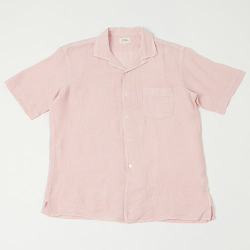 Hartford 'Palm' Camp Collar Linen Shirt - Faded Pink