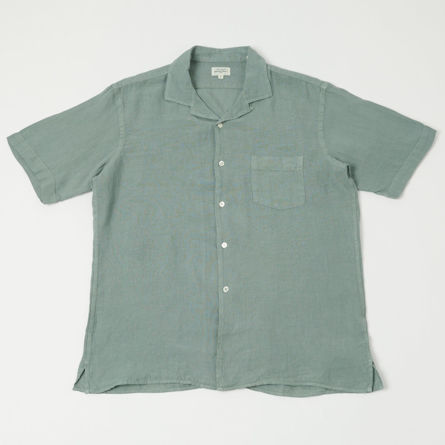Hartford 'Palm' Camp Collar Linen Shirt - Cactus
