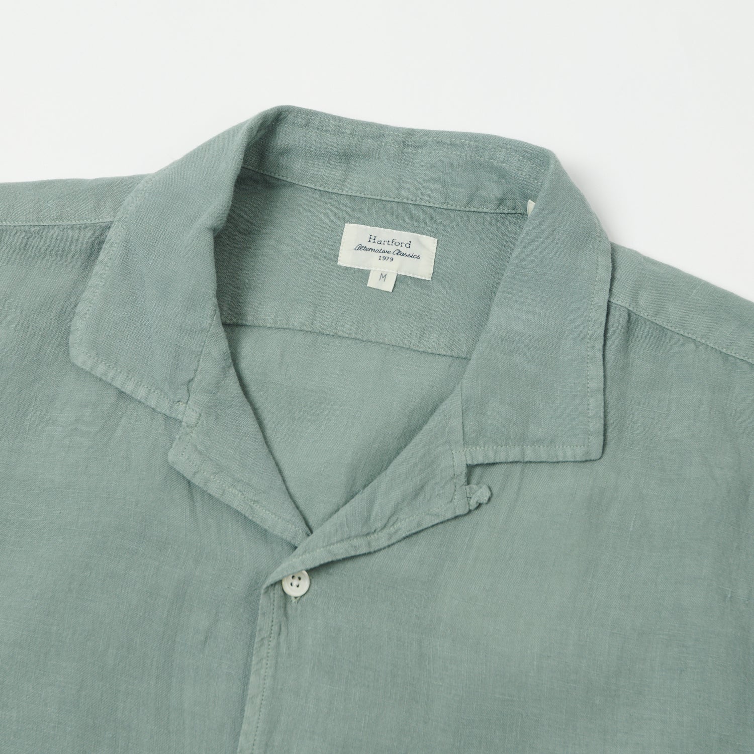 Hartford 'Palm' Camp Collar Linen Shirt - Cactus