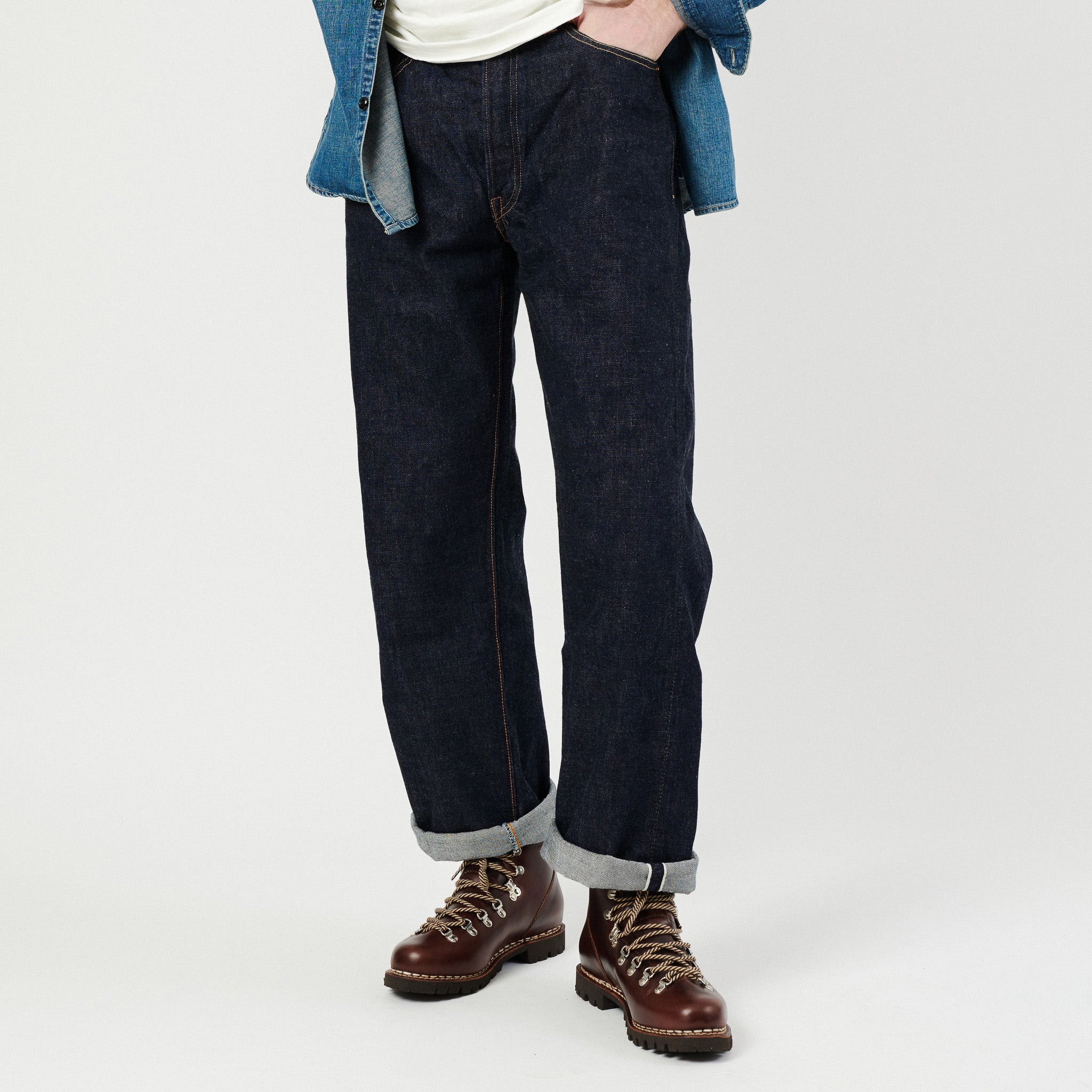 FULLCOUNT 0105 13.7oz Wide Straight Jean - One Wash