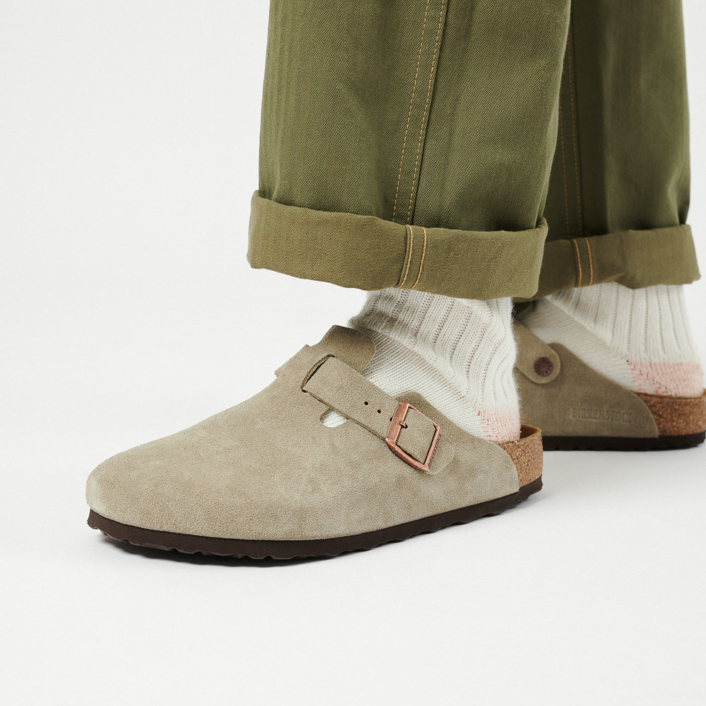 Birkenstock Boston Suede Leather Shoe - Taupe