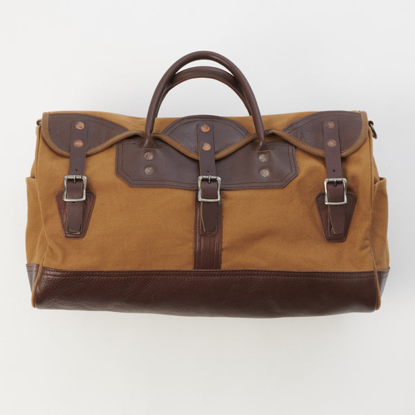 Warehouse & Co 5218 Leather and Canvas Boston Bag - Brown