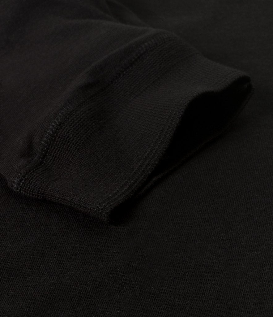 Merz b. Schwanen 103 Lightweight Short Sleeve Henley - Deep Black