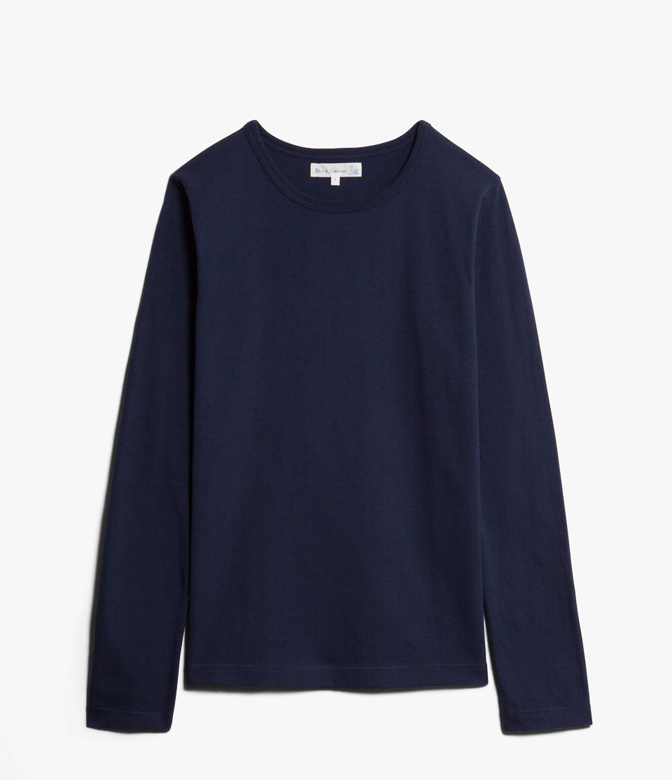 Merz b. Schwanen 1950sLS Lightweight Long Sleeve T-Shirt - Ink Blue