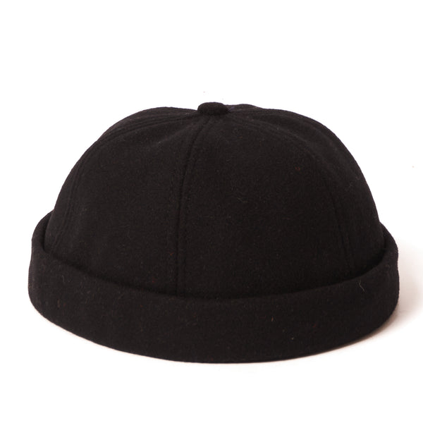 Crown Cap 1-011F Melton Wool Beanie Cap - Black
