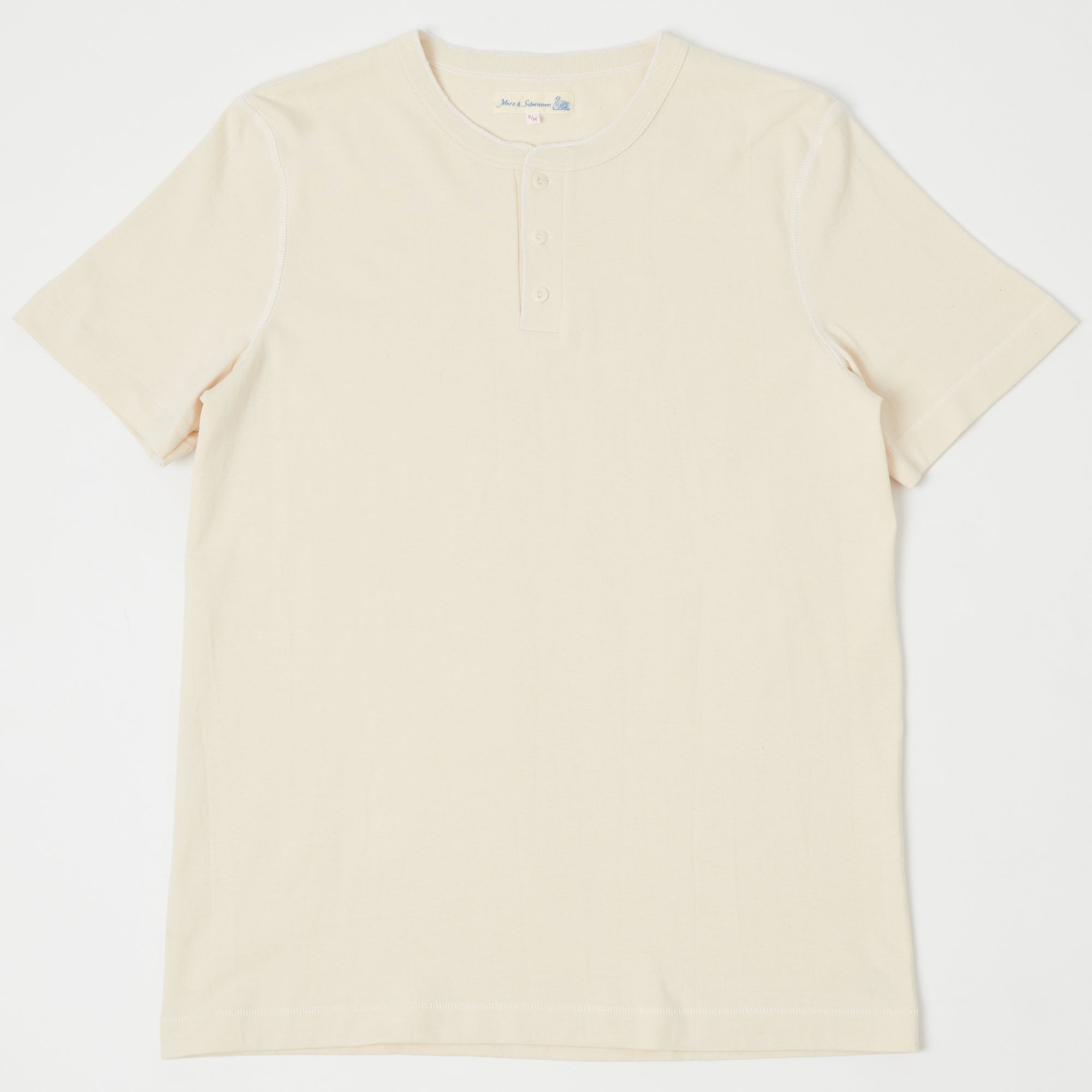 Merz b. Schwanen 204SL Short Sleeve Henley - Nature