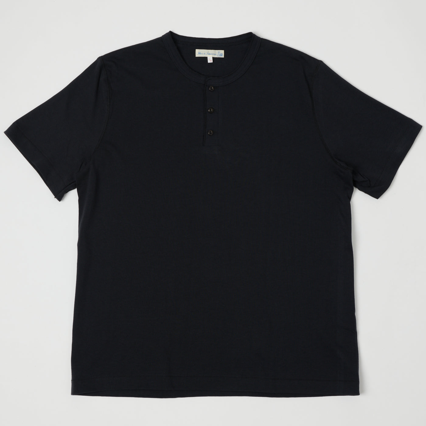 Merz b. Schwanen 204SL Short Sleeve Henley - Charcoal