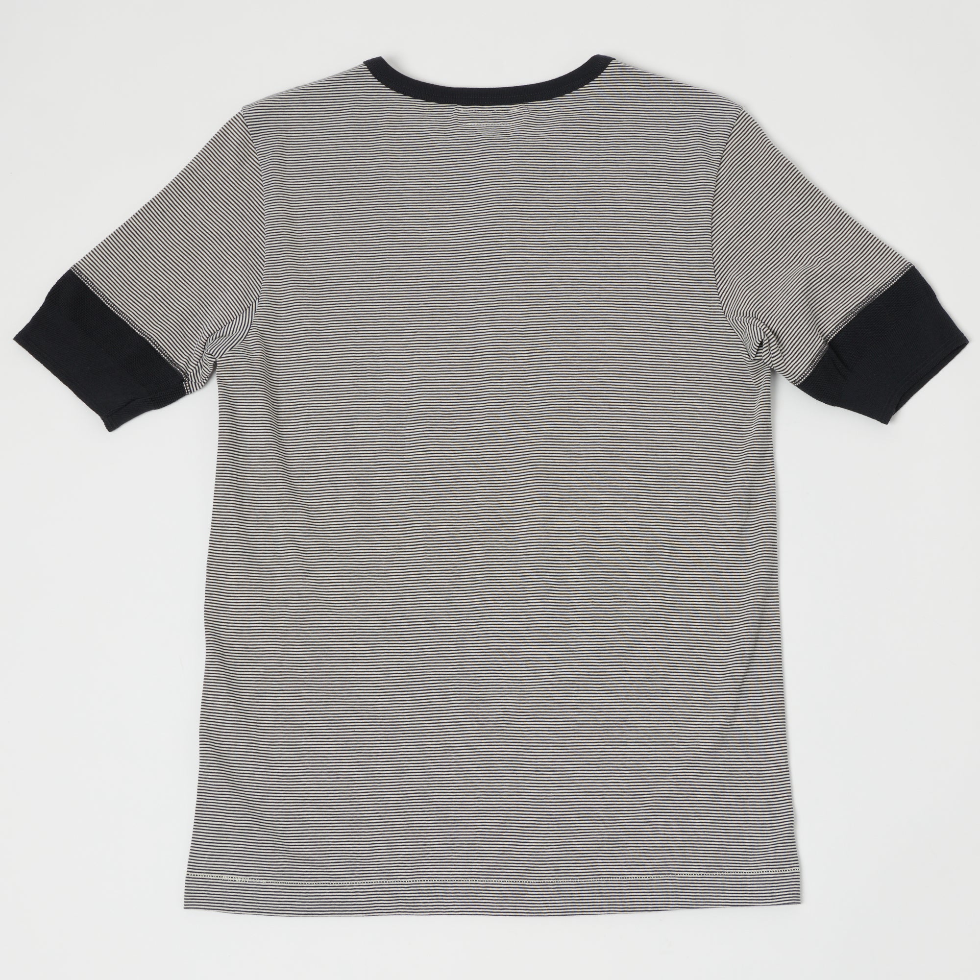 Merz b. Schwanen 227 Short Sleeve Striped Henley - Charcoal/Nature