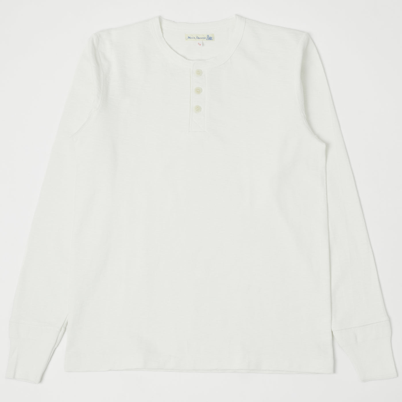 Merz b. Schwanen 2S04 Heavyweight Long Sleeve Henley - White