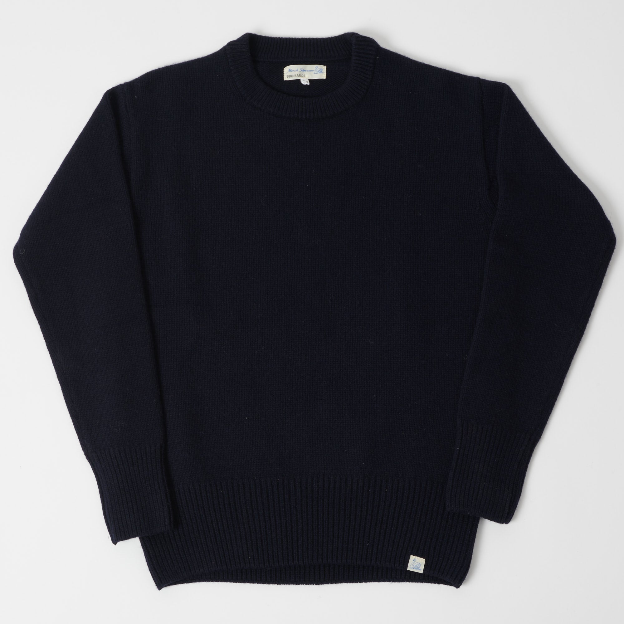 Merz b. Schwanen 'Good Basics' Wool Cashmere Knit Pullover - Dark Navy