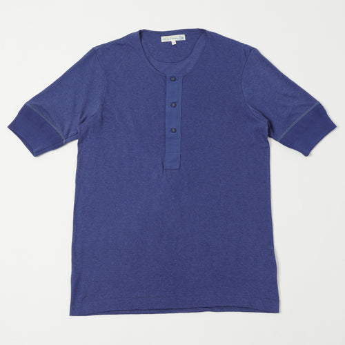 Merz b. Schwanen 103 Lightweight Short Sleeve Henley - Pacific