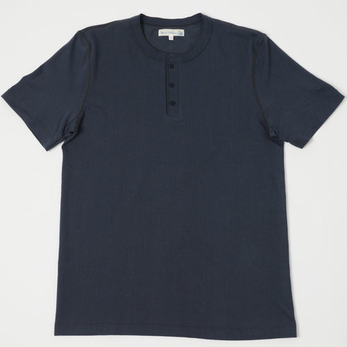 Merz b. Schwanen 204SL Short Sleeve Henley - Navy