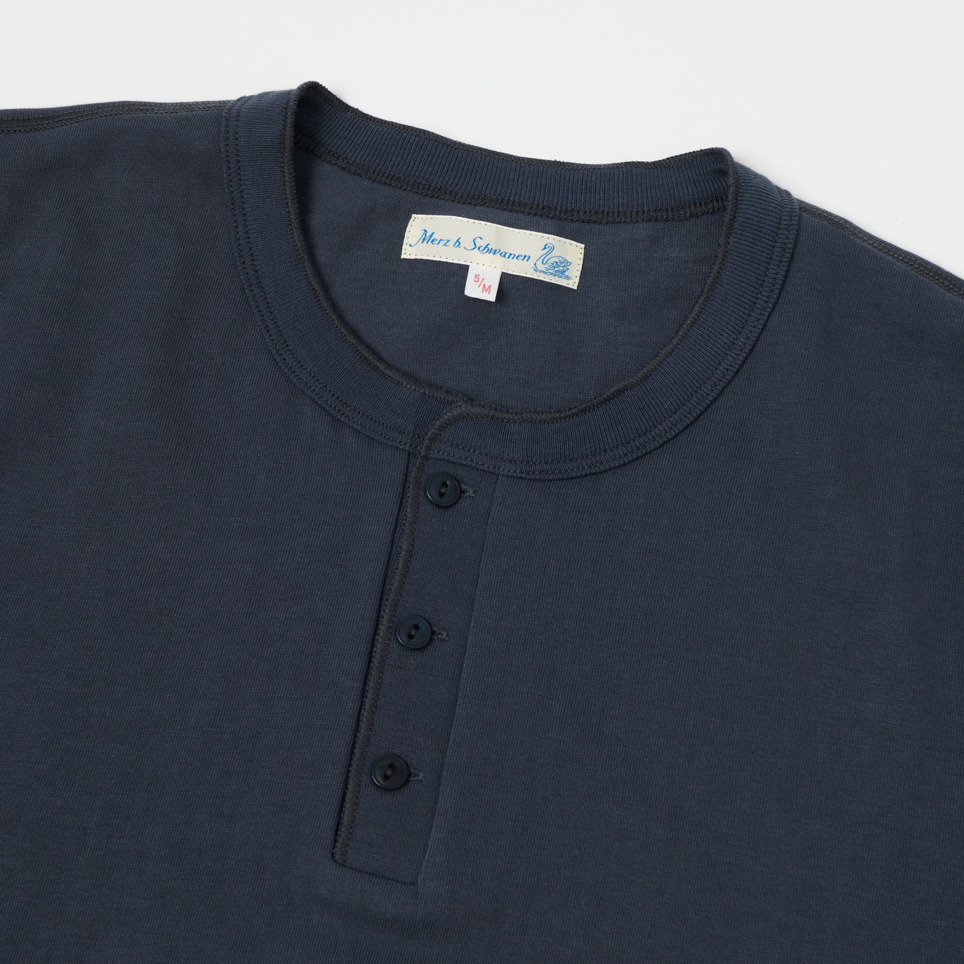 Merz b. Schwanen 204SL Short Sleeve Henley - Navy