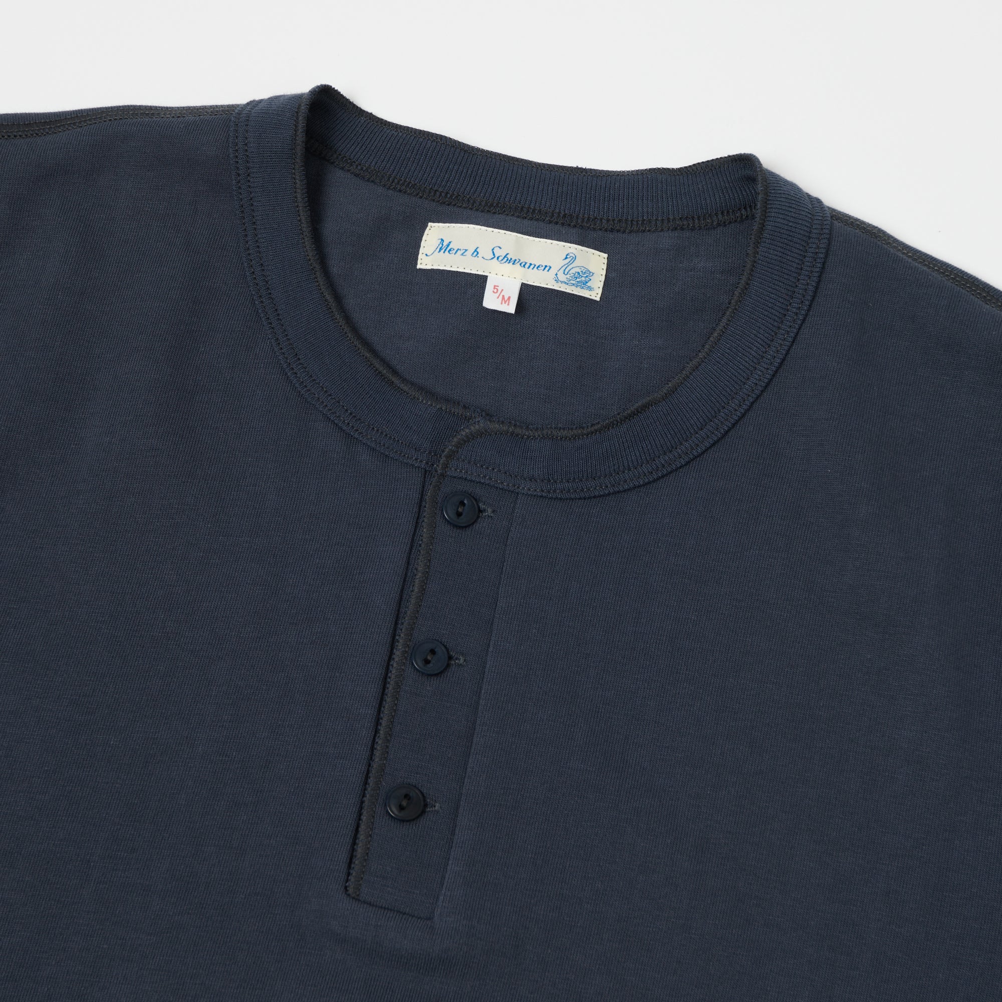 Merz b. Schwanen 204SL Short Sleeve Henley - Navy