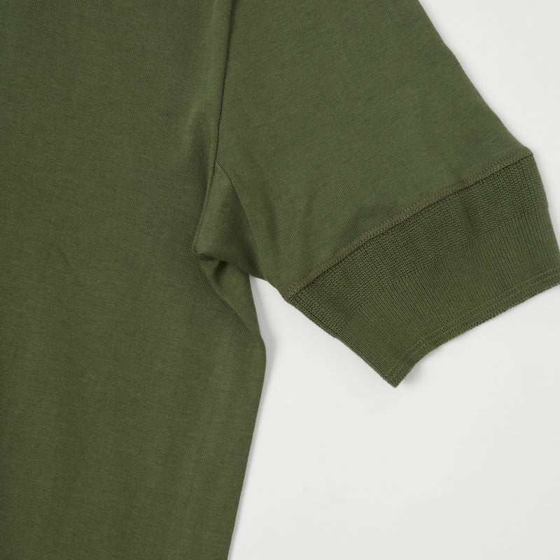 Merz b. Schwanen 207 Short Sleeve Henley - Army Green