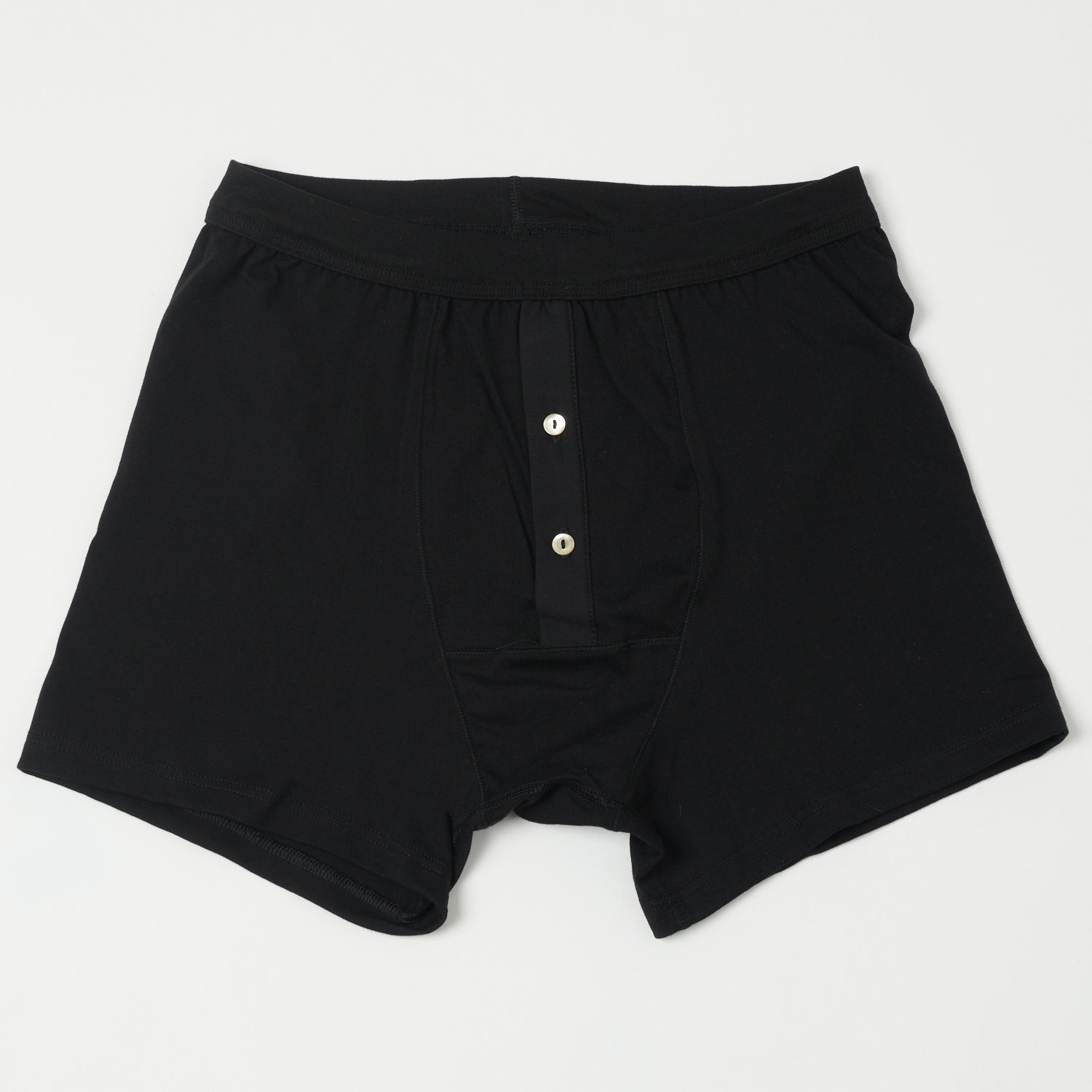 Merz b. Schwanen 255 Button Fly Boxer Brief - Deep Black