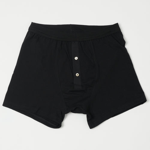 Merz b. Schwanen 255 Button Fly Boxer Brief - Deep Black