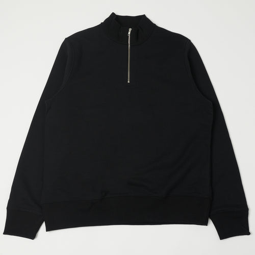 Merz b. Schwanen 343Z Half Zip Sweatshirt - Deep Black