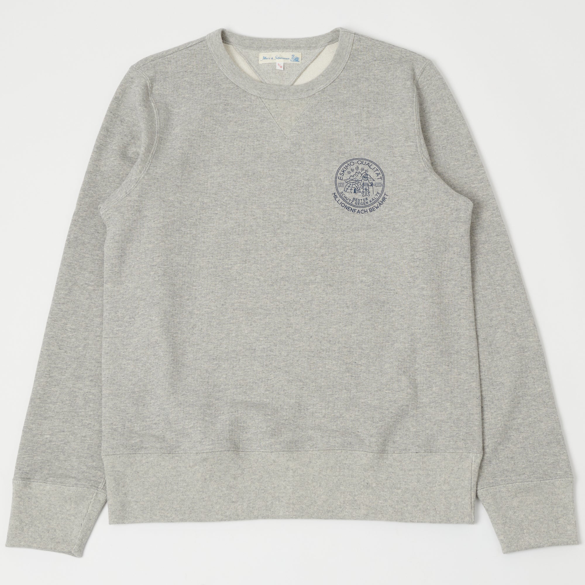 Merz b. Schwanen 344 Eskimo Print Sweatshirt - Grey Melange