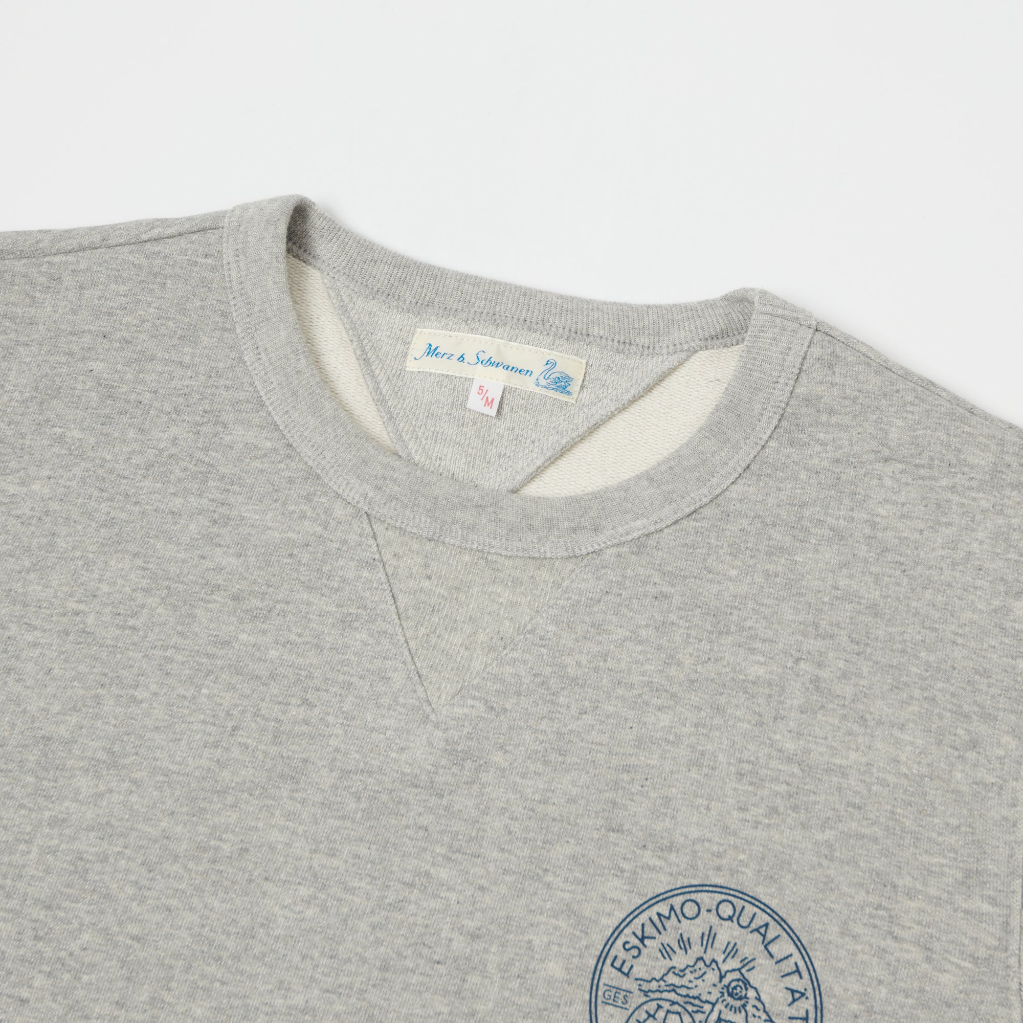 Merz b. Schwanen 344 Eskimo Print Sweatshirt - Grey Melange