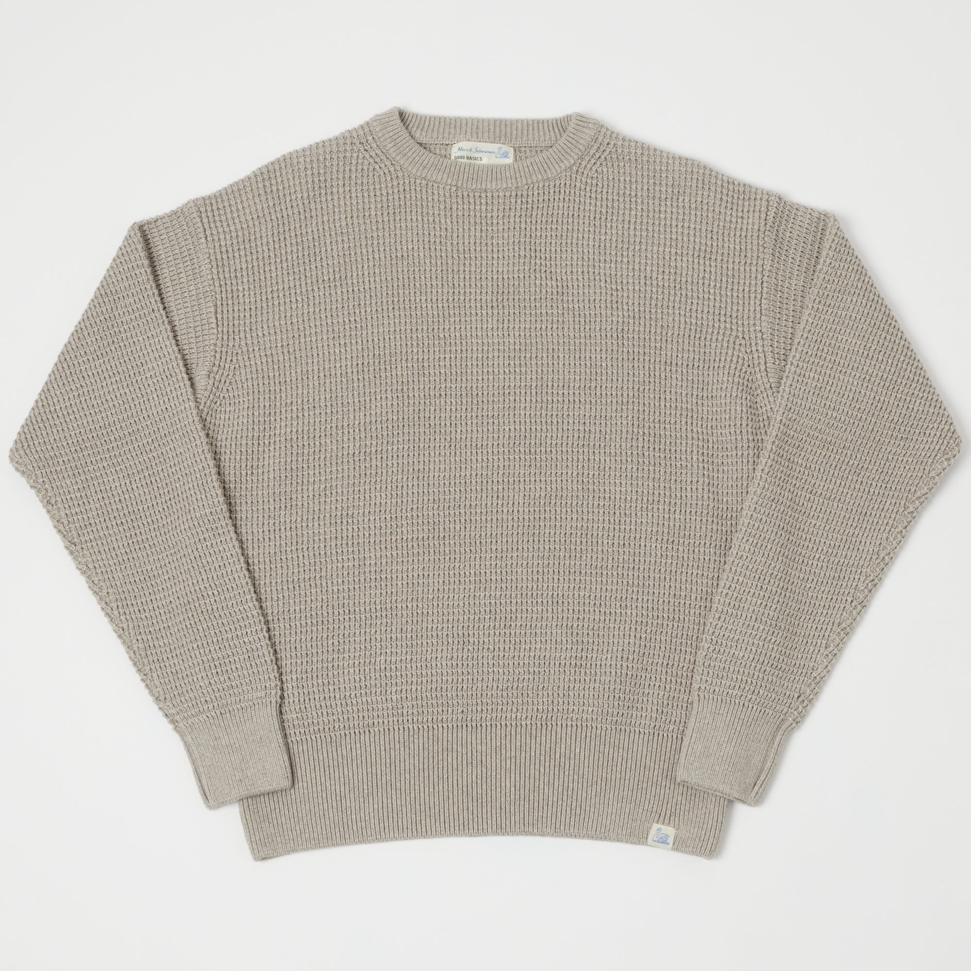 Merz b. Schwanen 'Good Basics' Waffle Knit Pullover - Grey Melange