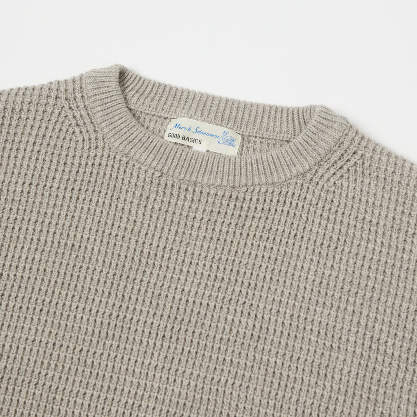 Merz b. Schwanen 'Good Basics' Waffle Knit Pullover - Grey Melange