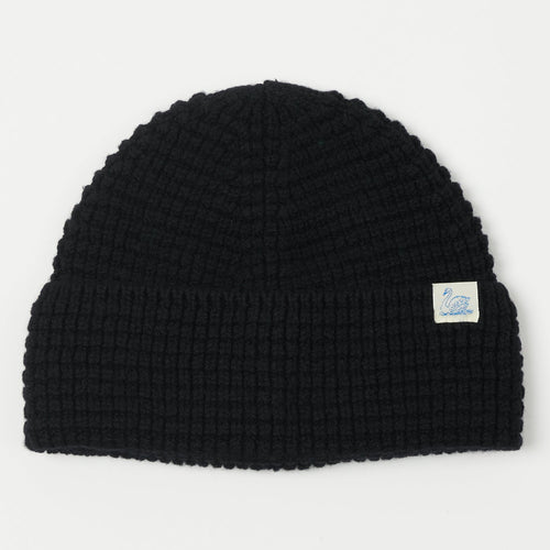 Merz b. Schwanen 'Good Basics' Waffle Knit Beanie - Deep Black