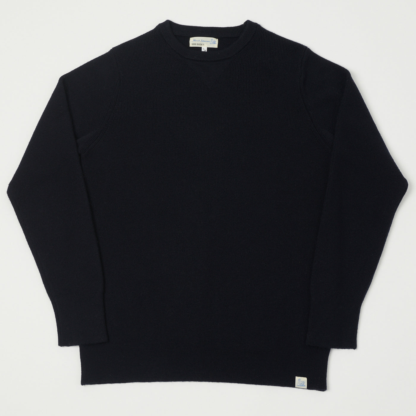 Merz b. Schwanen 'Good Basics' Ribbed Merino Wool Pullover - Dark Navy