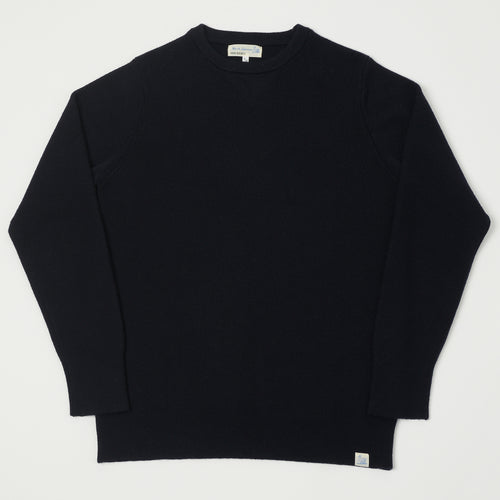 Merz b. Schwanen 'Good Basics' Ribbed Merino Wool Pullover - Dark Navy