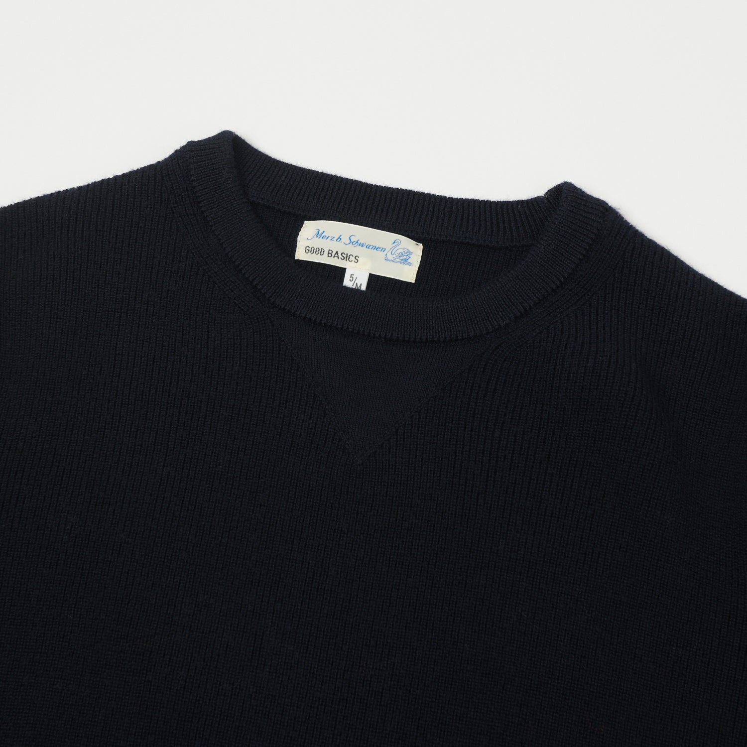 Merz b. Schwanen 'Good Basics' Ribbed Merino Wool Pullover - Dark Navy