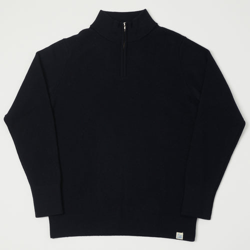 Merz b. Schwanen 'Good Basics' Merino Wool Quarter Zip Pullover - Dark Navy
