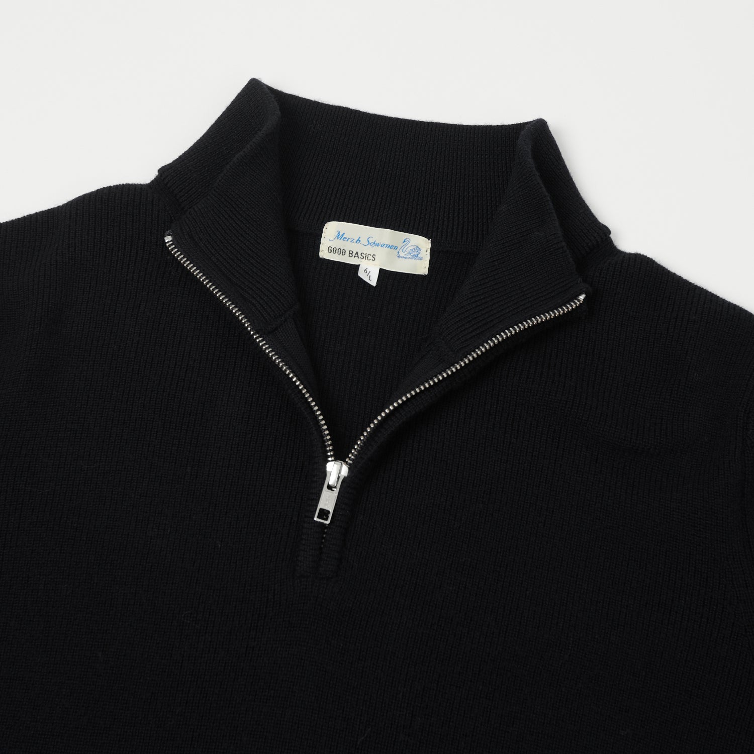 Merz b. Schwanen 'Good Basics' Merino Wool Quarter Zip Pullover - Deep Black